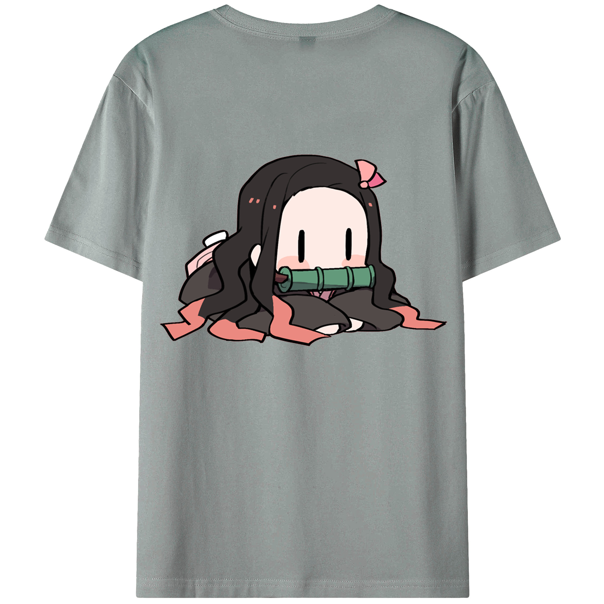（画像用） 鬼滅の刃（きめつのやいば）竈門 禰󠄀豆子／かまど ねずこ Kamado Nezuko 綿100％ メンズ半袖Tシャツ（バックプリント） 通気性